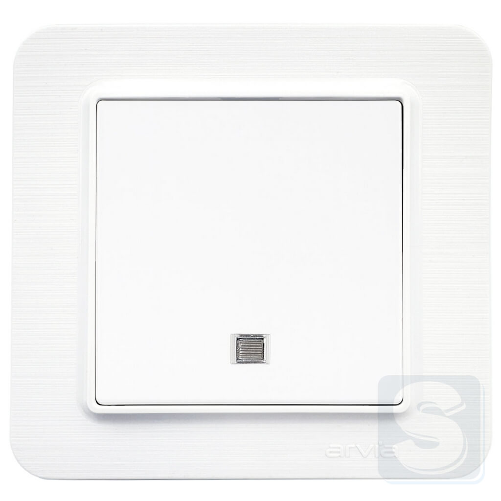 Выключатель одноклавишный с подсветкой Arvia Electric Lavin Белый